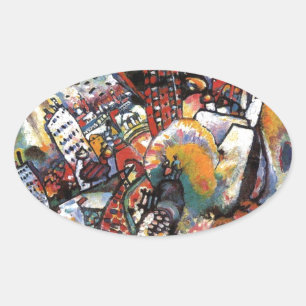 Adesivo Oval Kandinsky Moscou I Cityscape Abstrato Painting