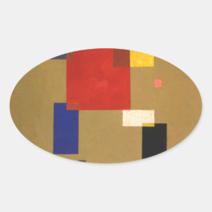 Adesivo Oval Kandinsky Treze Retângulos Abstrato Painting