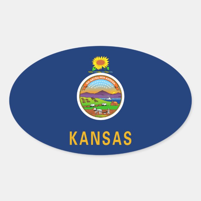 Adesivo Oval Kansas flag (Frente)