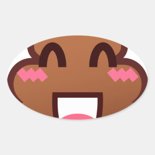 Adesivo Oval kawaii poop emojis