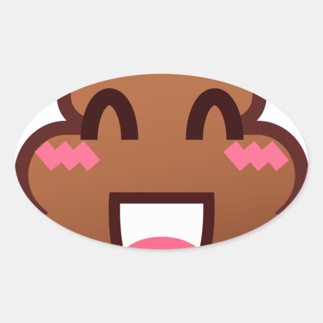 Adesivo Oval kawaii poop emojis (Frente)