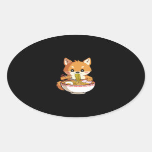 Adesivo Oval Kawaii ramen shiba inu presente de amante de mac
