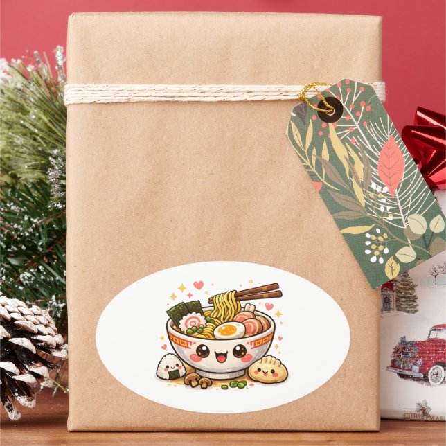Adesivo Oval Kawaii Ramen Sticker (Feriado)