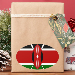 Adesivo Oval Kenya Flag Art - Patriotic & Modern Design