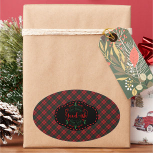 Adesivo Oval Kerr Moderno Natal Tecido Escocês