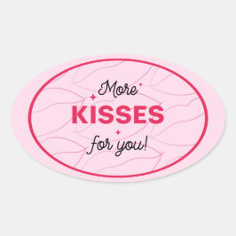 Adesivo Oval Kiss Pink Red Lips Romantic Love.