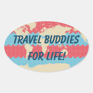 Adesivo Oval Kleurrijke Koffer Sticker