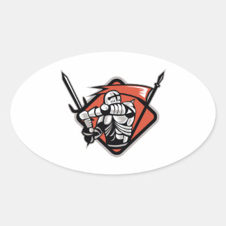 Adesivo Oval Knight Crusader com indicador de espada