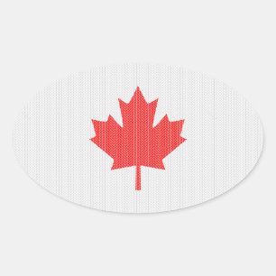 Adesivo Oval Knit Style Maple Leaf Knitting Motif
