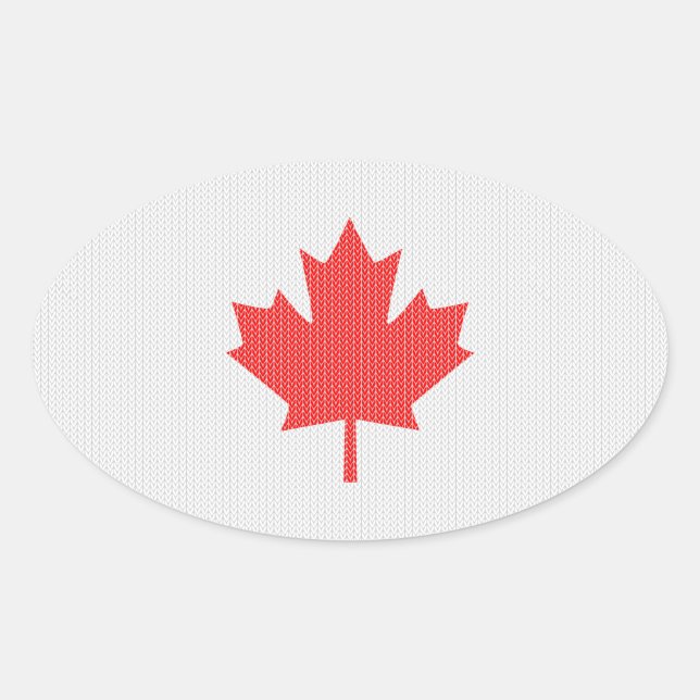 Adesivo Oval Knit Style Maple Leaf Knitting Motif (Frente)