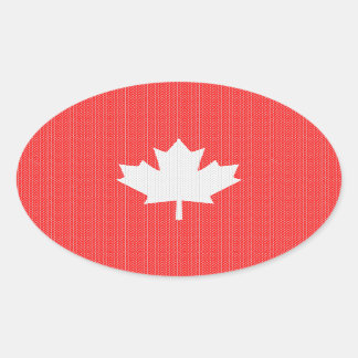 Adesivo Oval Knit Style Maple Leaf Knitting Motif