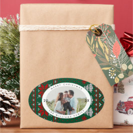 Adesivo Oval Knitted Sweater Pattern Photo