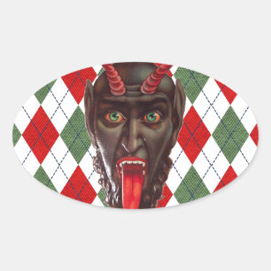 Adesivo Oval Kristmas de natal xadrez