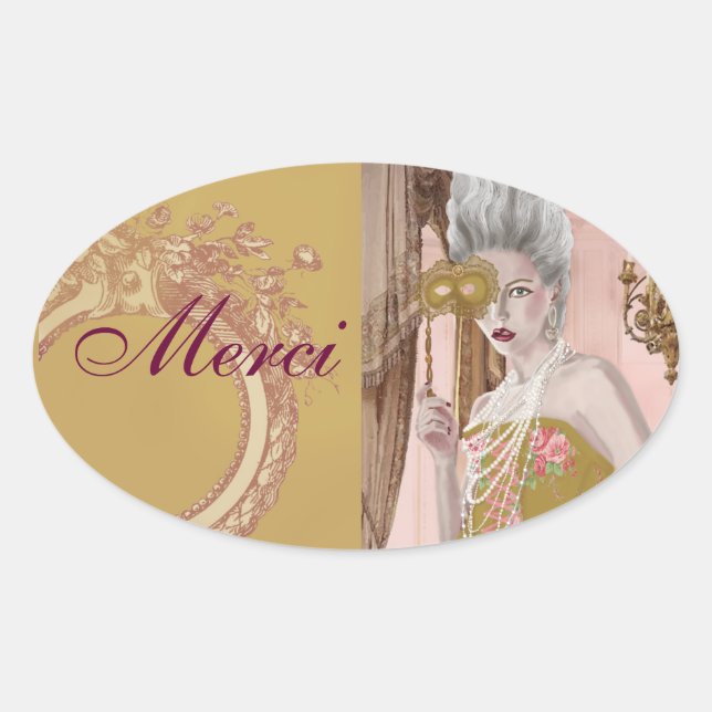 Adesivo Oval La pergunta c'est voulez-vous Obrigado Stickers (Frente)