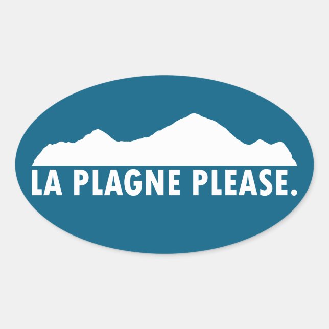 Adesivo Oval La Plagne França Por favor (Frente)
