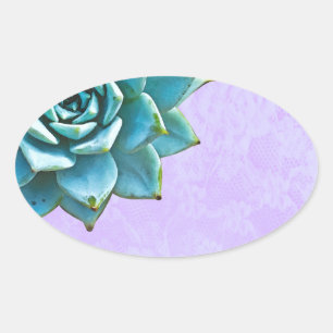 Adesivo Oval Lace de Lavanda de Aquarela Suculta