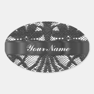 Adesivo Oval Lace preto personalizado