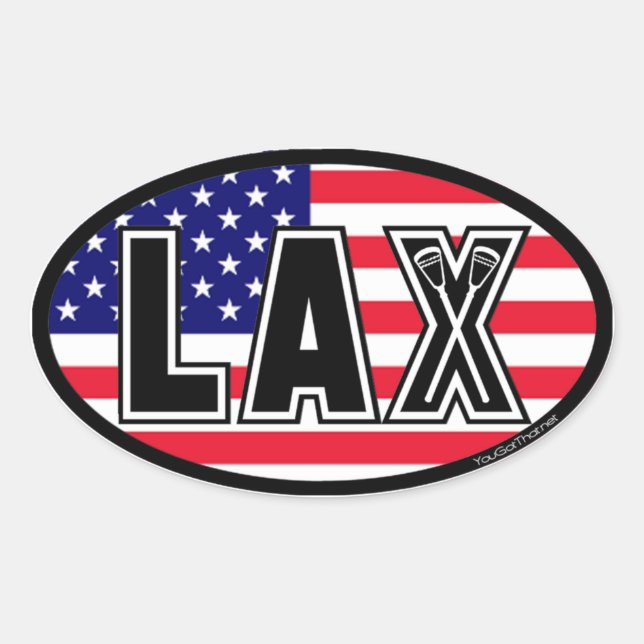 Adesivo Oval Lacrosse America Lax Flag (Frente)