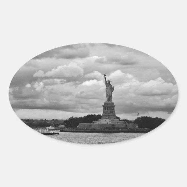 Adesivo Oval Lady Liberty. Estátua da Liberdade, EUA (Frente)