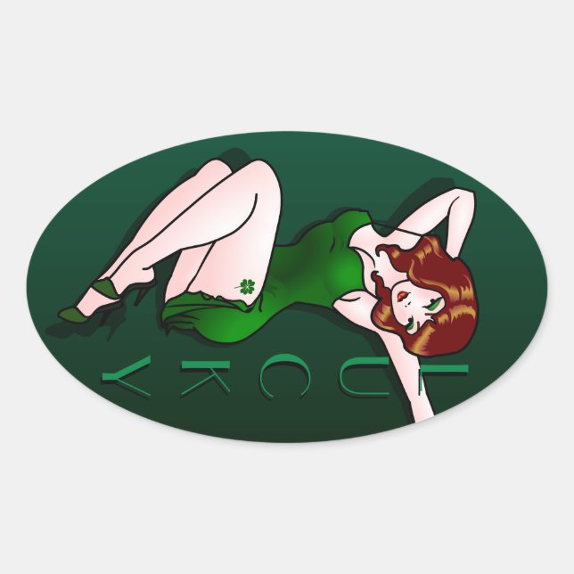 Adesivo Oval Lady Luck Stickers Sortudos Pin-up (Frente)
