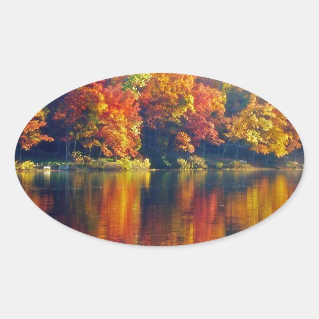 Adesivo Oval Lago Autumn (Frente)