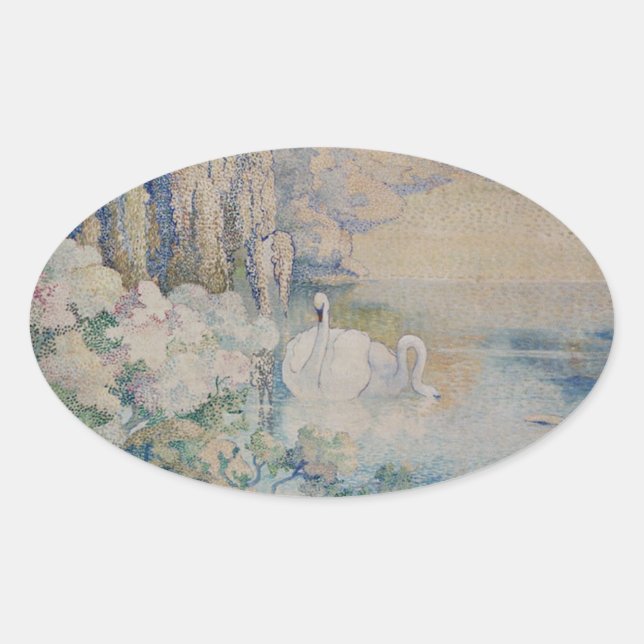 Adesivo Oval Lago Swan (Frente)