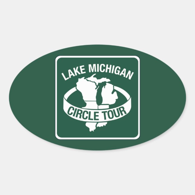 Adesivo Oval Lake Michigan Circle Tour, Sign, Wisconsin, EUA (Frente)