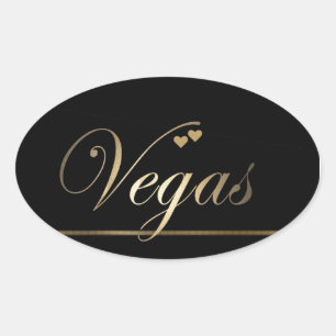 Adesivo Oval Las Vegas preto e Dourado