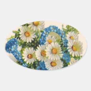 Adesivo Oval Lata molhando da flor azul