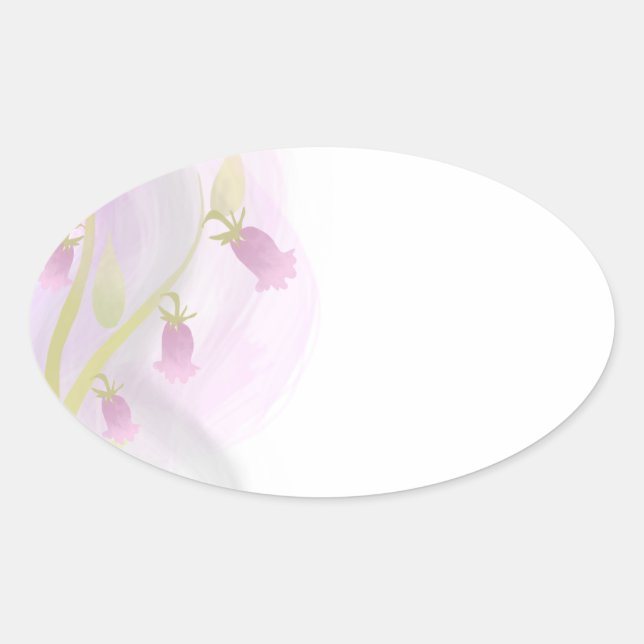 Adesivo Oval Lavagem de Aquarela Rosa Pálida (Frente)