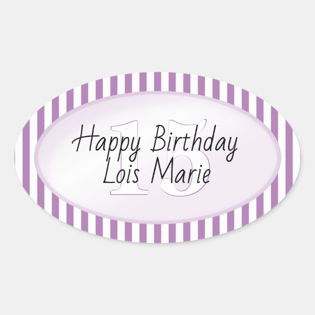 Adesivo Oval Lavanda de idade sutil/Padrão de distribuição simp (Frente)