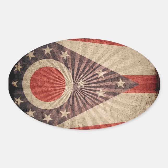 Adesivo Oval Legal Grunge Ohio Flag (Frente)
