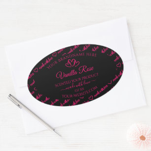 Adesivo Oval Legal preto Cor-de-rosa Produto em Nuvem Rotulagem