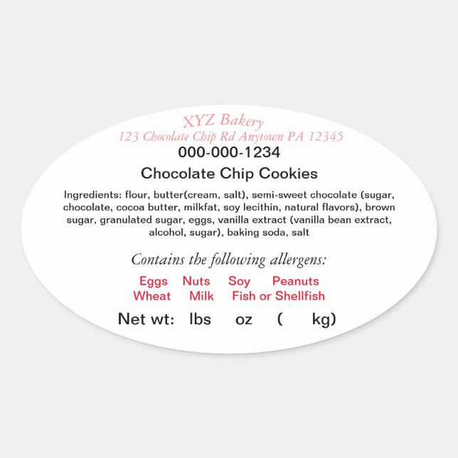 Adesivo Oval Lei de Alimentos de Cottage da PENNSYLVANIA Produt (Frente)