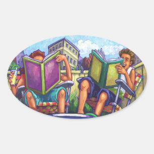 Adesivo Oval Leitura de Verão