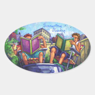 Adesivo Oval Leitura de Verão
