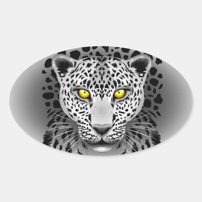 Adesivo Oval Leopardo branco com palitos ovais amarelos (Frente)