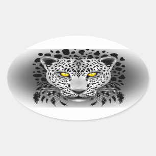 Adesivo Oval Leopardo branco com palitos ovais amarelos