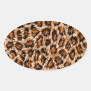 Adesivo Oval Leopardo Jaguar Gato Padrão de Pelo Marrom