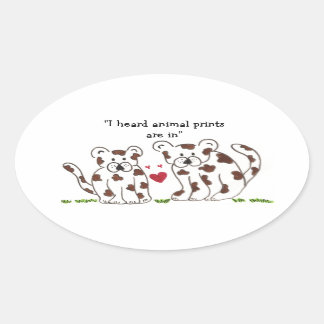 Adesivo Oval Leopardos de desenho animado com ditos fofos
