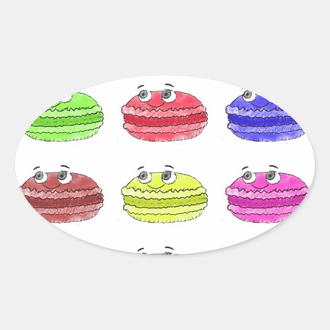 Adesivo Oval Les Macarons — Cartoon (Frente)