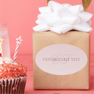 Adesivo Oval Letra Elegante e Monograma   Rosa Ombre