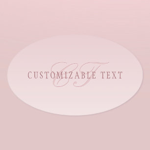 Adesivo Oval Letras Elegantes & Monograma Rosa Ombre