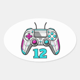 Adesivo Oval Level Up Gamer Birthday – Video Game Party Favor 