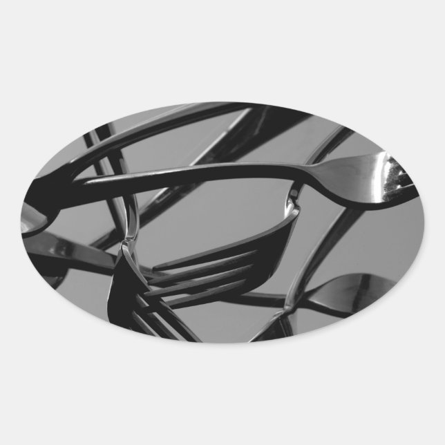 Adesivo Oval Levitação do garfo (Frente)