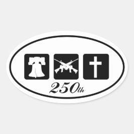 Adesivo Oval Liberdade Armas Religião 250 Oval Branco