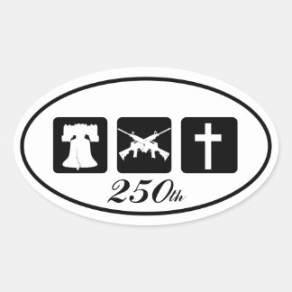 Adesivo Oval Liberdade Armas Religião 250 Oval Branco