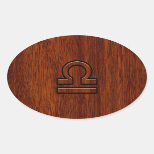 Adesivo Oval Libra Zodiac Símbolo de Mahogany
