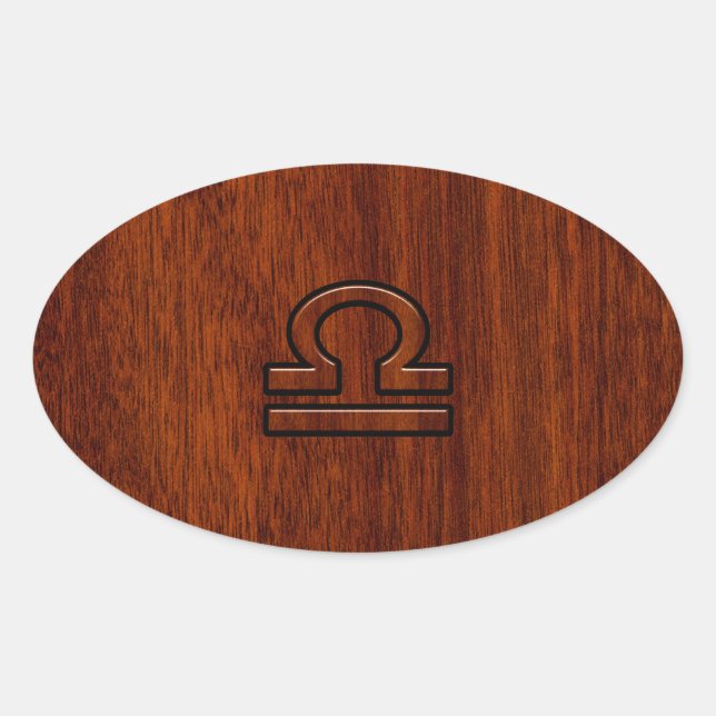 Adesivo Oval Libra Zodiac Símbolo de Mahogany (Frente)
