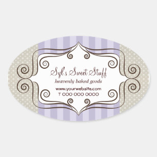 Adesivo Oval Lilac e bolinhas doces